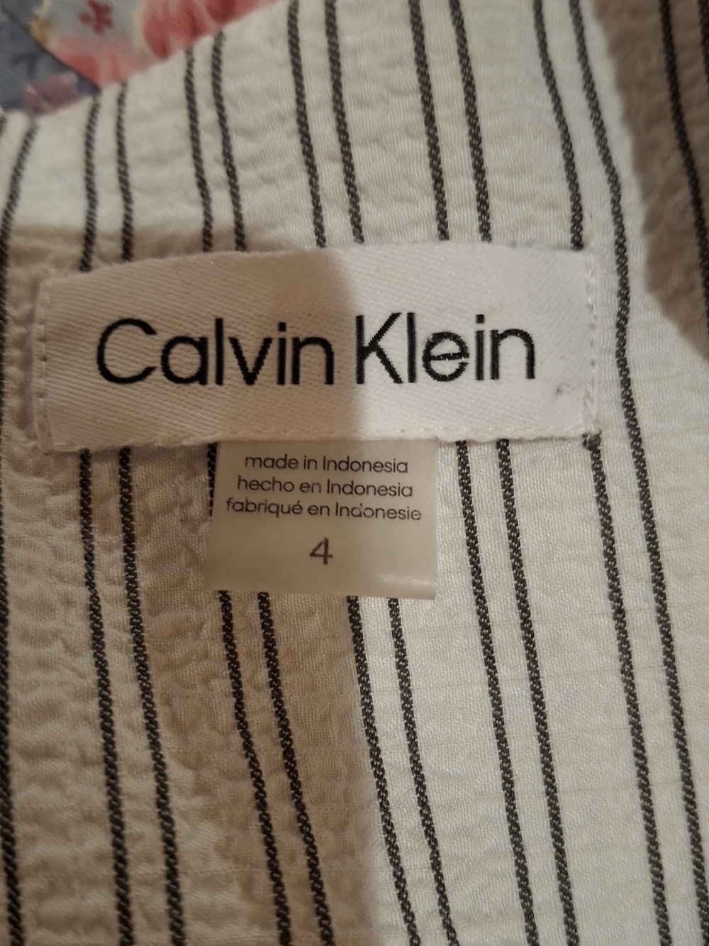 Calvin Klein Striped V-Neck Tie-Waist Cropped Jumpsuit in Beige and White - Picture 2 of 16